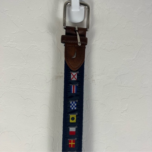 Nautical Flags Motif Leather Tab Belt - Picture 2 of 10